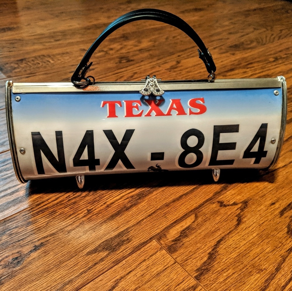 Texas cowboy western license plate purse clutch